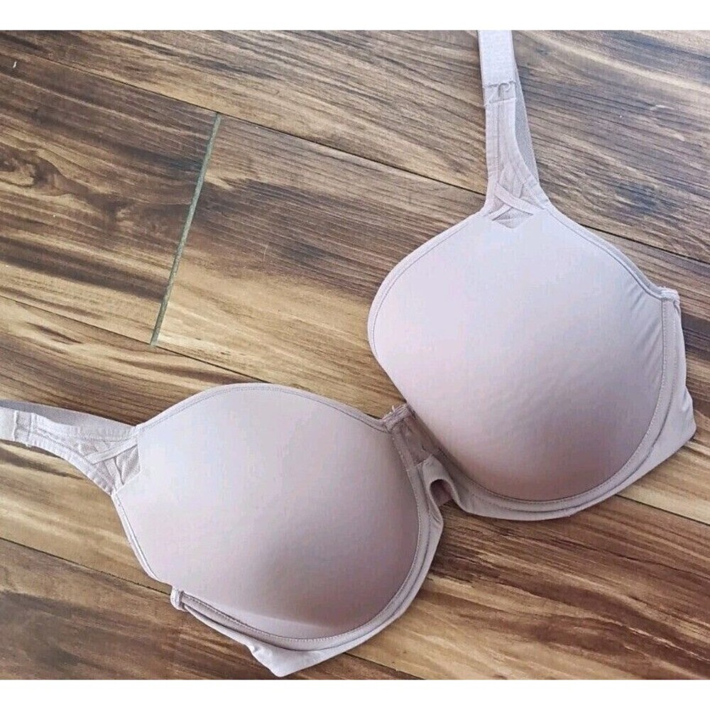 Paramour T Shirt Bra Size 38DDD Mauve Pink Underwire Back Closure Mesh 135087